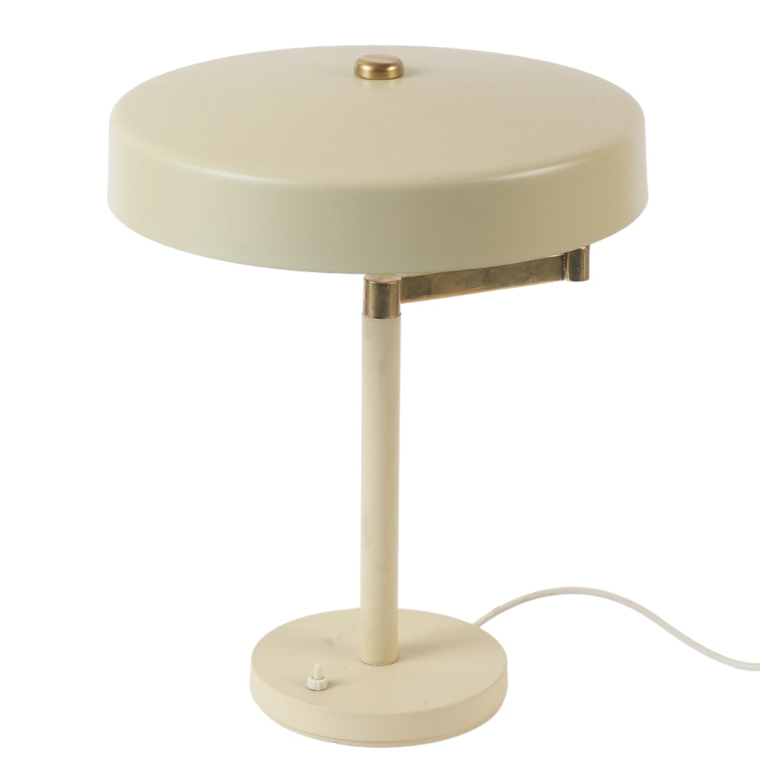 PAINTED IRON AND BRASS SWING ARM DESK LAMP C 1960. (1 of 5)