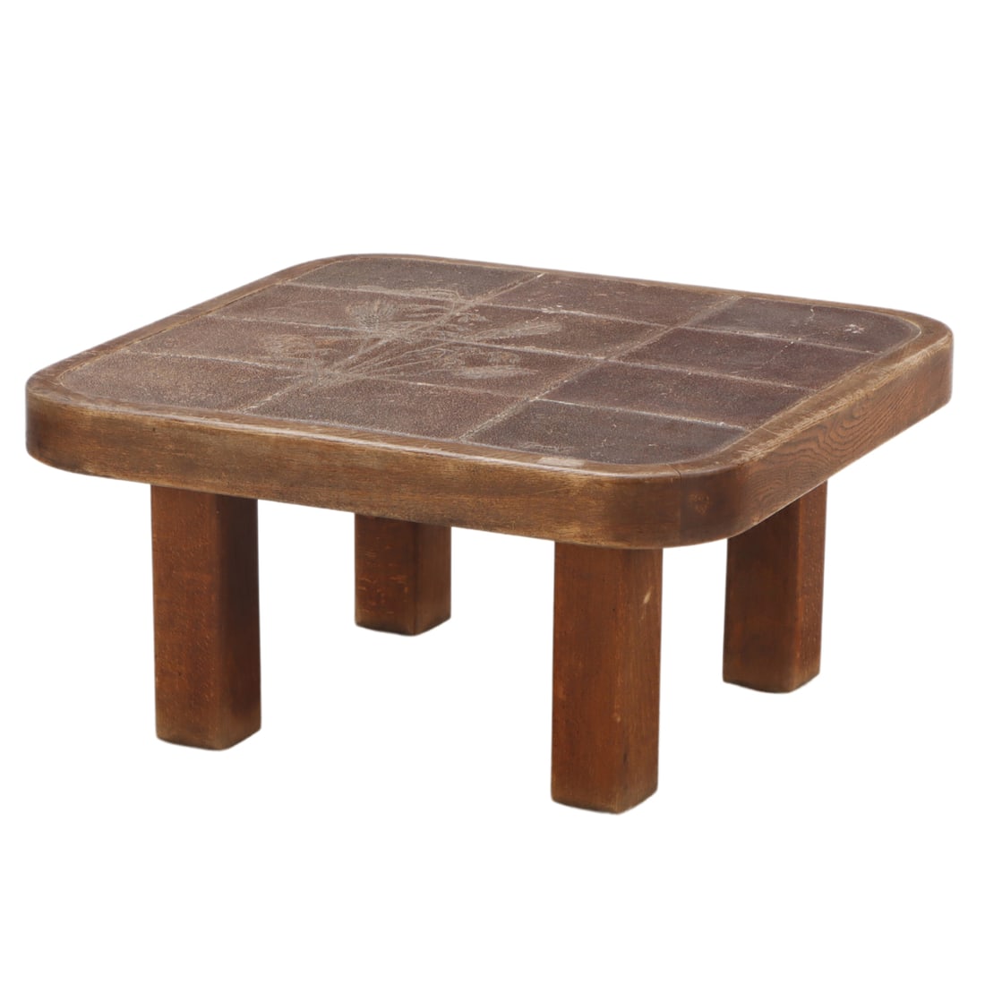 FRENCH TILE TOP COFFEE TABLE C 1975. SIGNED. (1 of 6)
