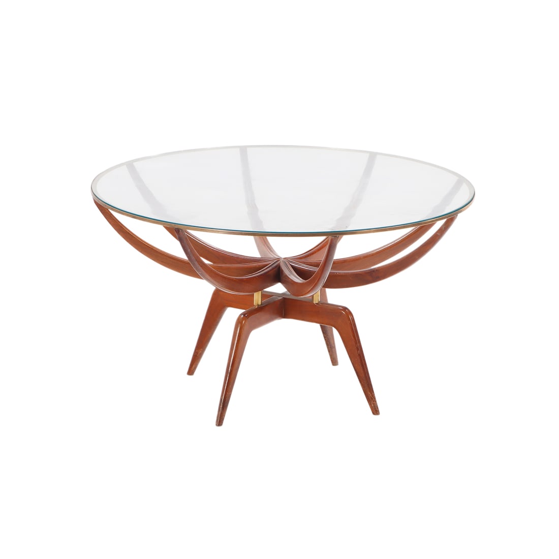 MAHOGANY SPIDER WEB COFFEE TABLE ATTRIBUTED TO CARLO DE CARLI C 1950 HAVING A BRONZE FRAME (1 of 6)