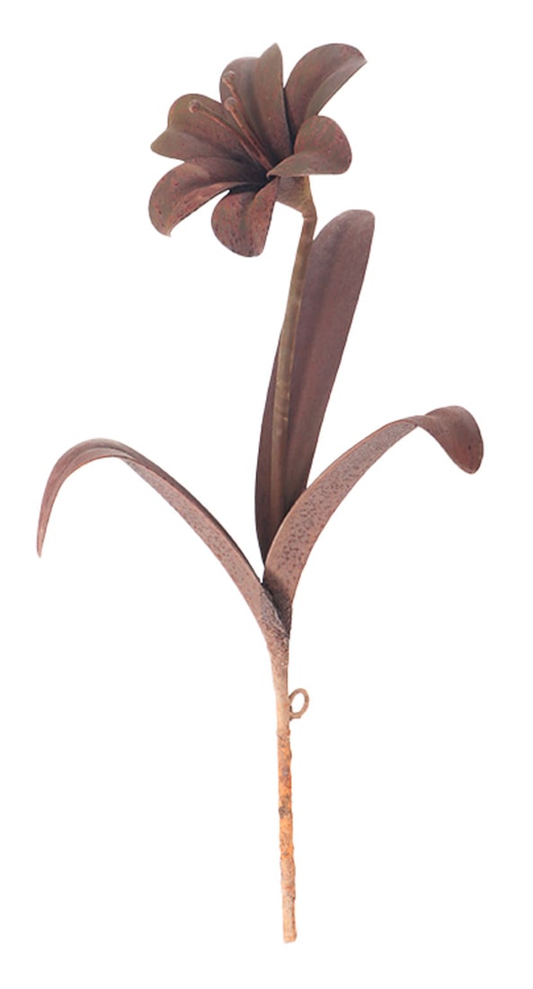 WILLIAM FORTINGTON (AMERICAN, 20TH CENTURY) A MONUMENTAL WEATHERED STEEL SCULPTURE OF A TULIP. (1 of 6)