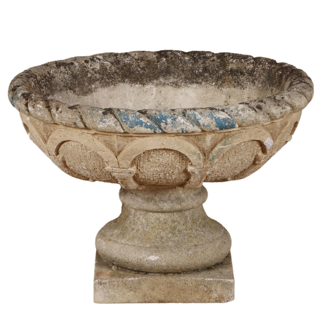TWO PART FRENCH CAST STONE PLANTER ON BASE C 1950. (1 of 5)