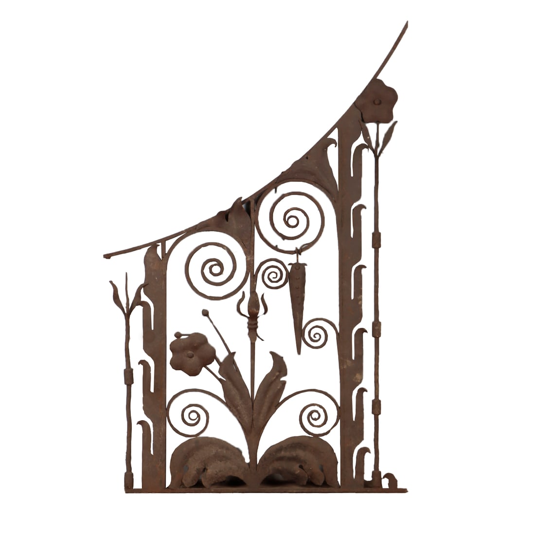 HAND WROUGHT IRON NATURALISTIC AESTHETIC MOVEMENT IRON GATE.: Hand wrought iron naturalistic aesthetic movement iron gate. Ht: 62.25" Wd: 40"