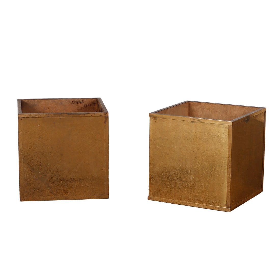 PAIR BRASS CLAD PLANTER BOXES C 1970. (1 of 6)