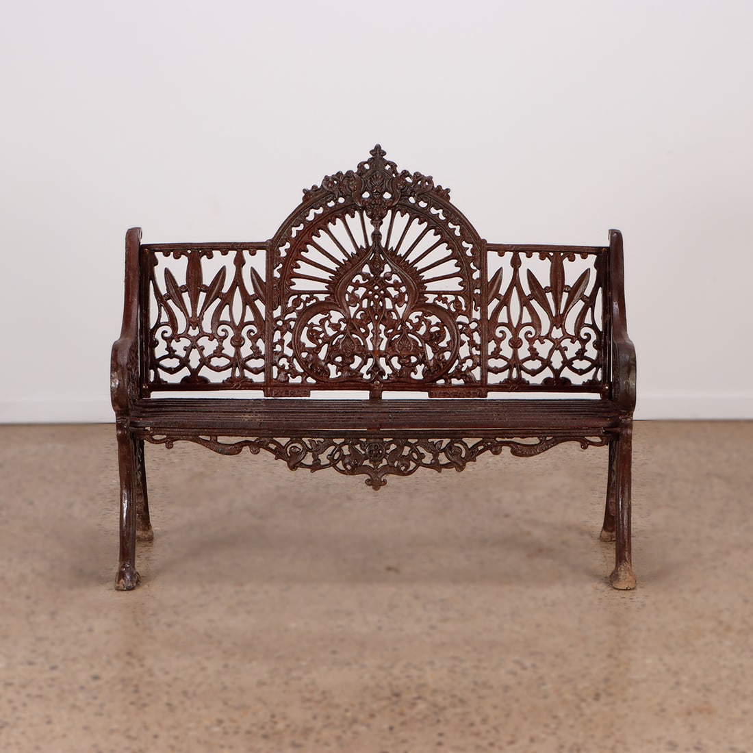 ONE OF TWO CAST IRON GARDEN BENCHES DESIGNED BY COALBROOKDALE. (1 of 6)