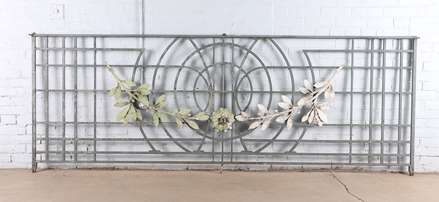 PAIR OF PAINTED DOORS WITH ARCHED DESIGN C. 1920 (1 of 4)