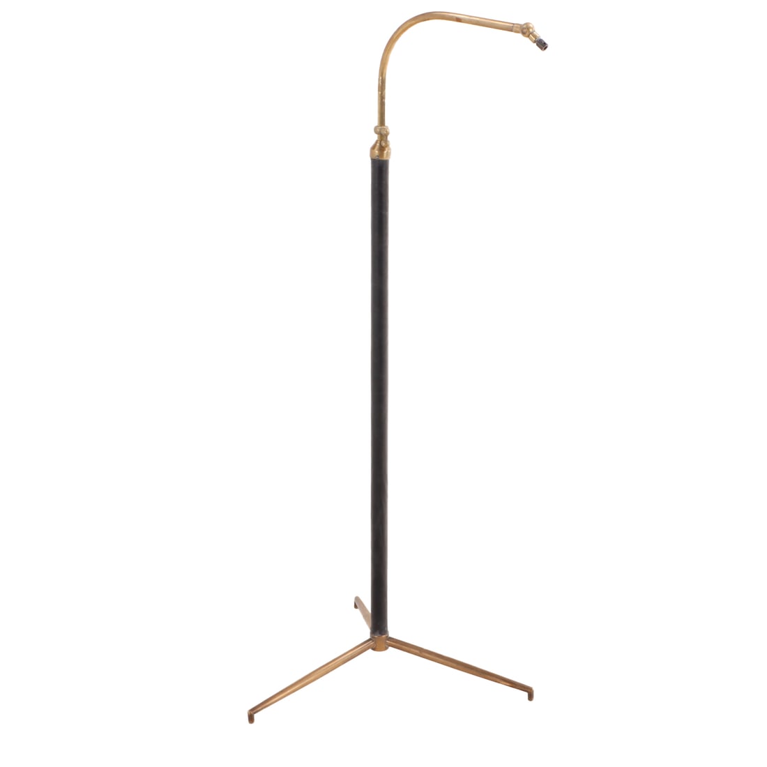 A FRENCH ADNET STYLE LEATHER AND BRONZE ADJUSTABLE FLOOR LAMP RESTING ON TRIPOD BASE CIRCA (1 of 3)