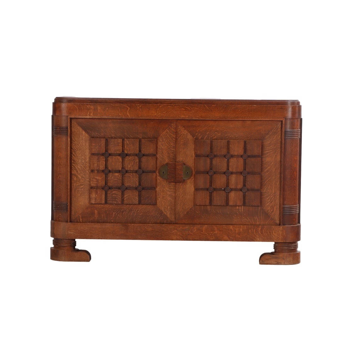 HIGH QUALITY FRENCH OAK SERVER ATTRIBUTED TO CHARLES DUDOUYT HAVING CIRCLE AND GRID DESIGN C (1 of 8)