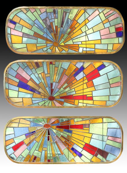 Set 3 Art Deco Sunburst Stained Glass Windows Oct 12 Kamelot Auctions In Pa