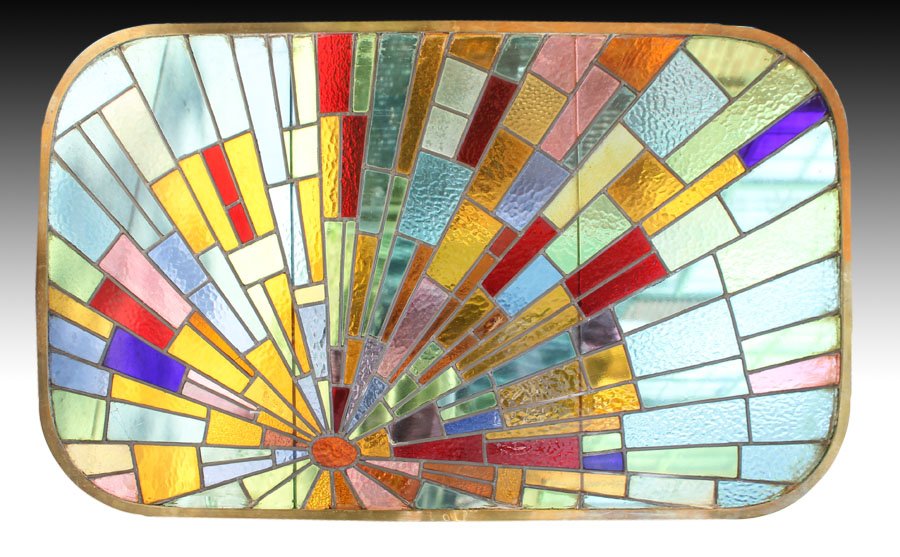 Art Deco Era Sunburst Stained Glass Window German Oct 12 Kamelot Auctions In Pa