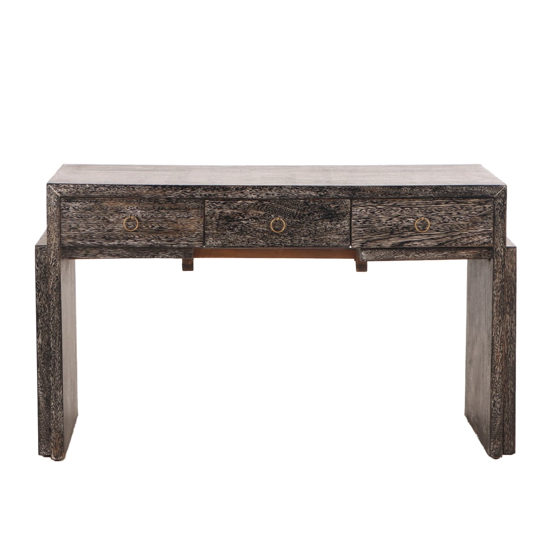 CERUSED OAK WRITING DESK IN THE MANNER OF JEAN-MICHEL FRANK HAVING PULL OUT ENDS (1 of 5)