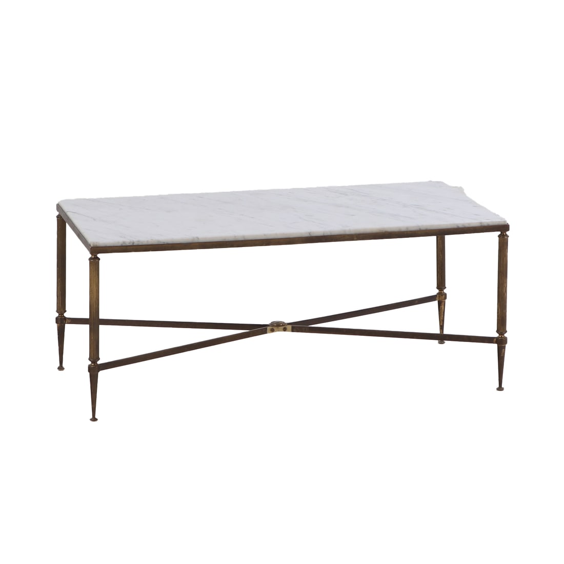 FRENCH BRASS AND MARBLE NEO-CLASSICAL STYLE COFFEE TABLE C 1950. (1 of 4)