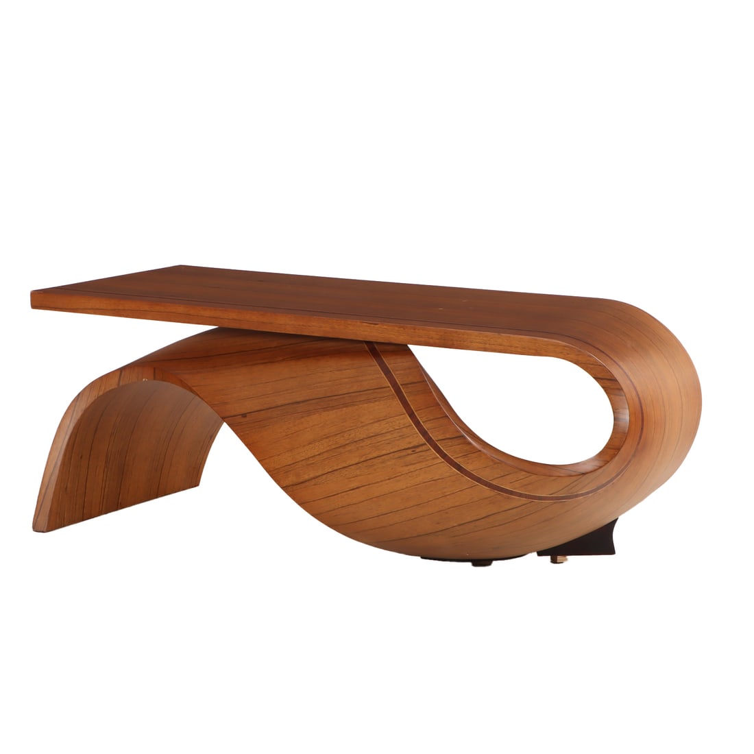 SCULPTURAL WAVE FORM BENTWOOD COFFEE TABLE. DESIGNER UNKNOWN. (1 of 4)