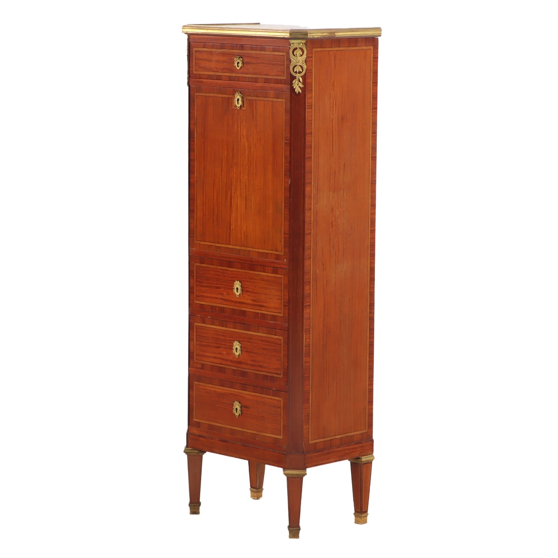 NARROW  FRENCH SECRETARY C 1900 SIGNED REMON (1 of 7)