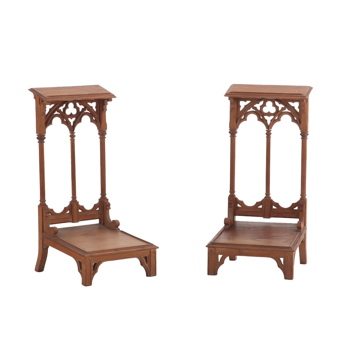 PAIR OF GOTHIC STYLE CARVED OAK PRIE-DIEU C 1880. (1 of 1)