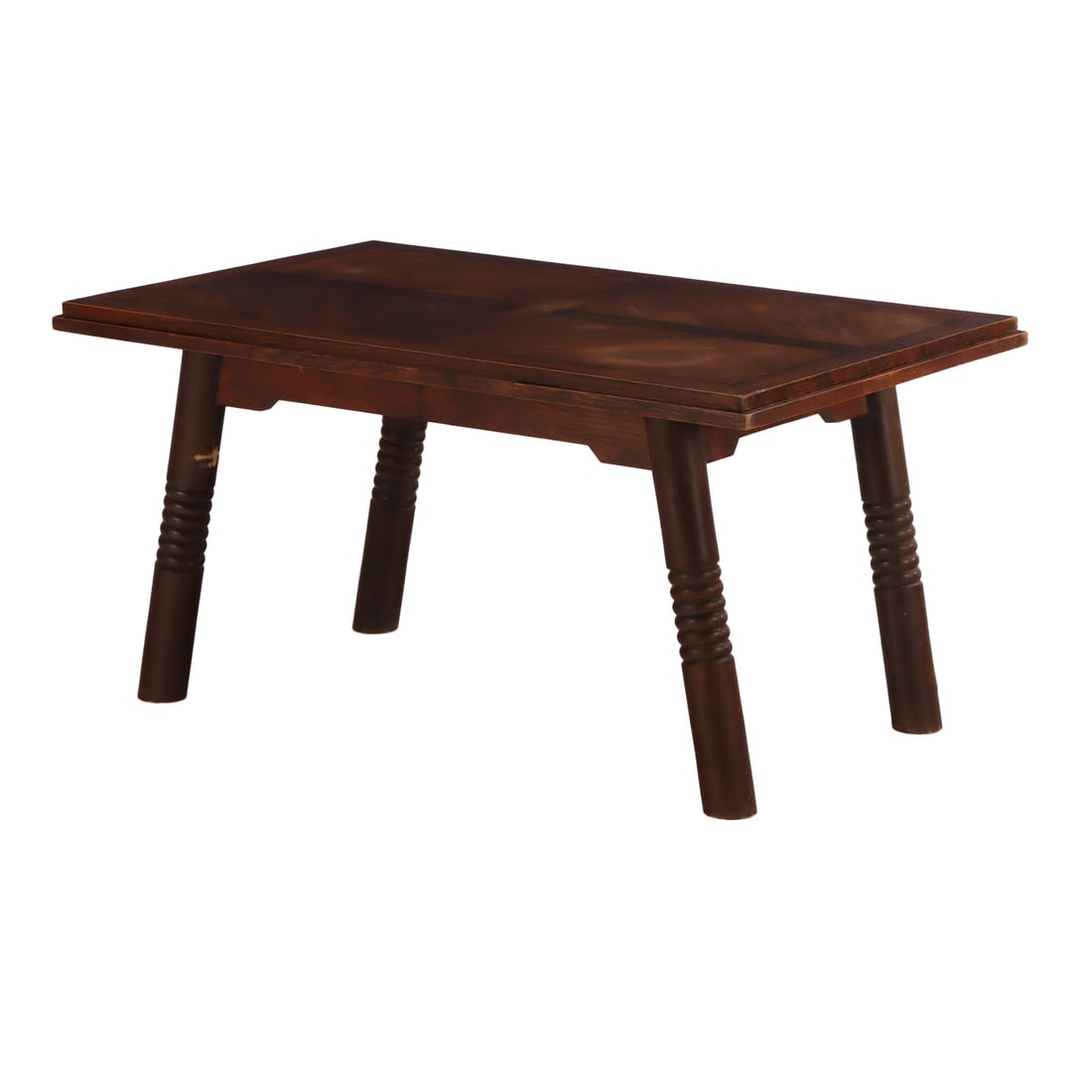 FRENCH OAK DINING TABLE WITH PULL OUT LEAVES BY CHARLES DUDOUYT C 1940. (1 of 5)