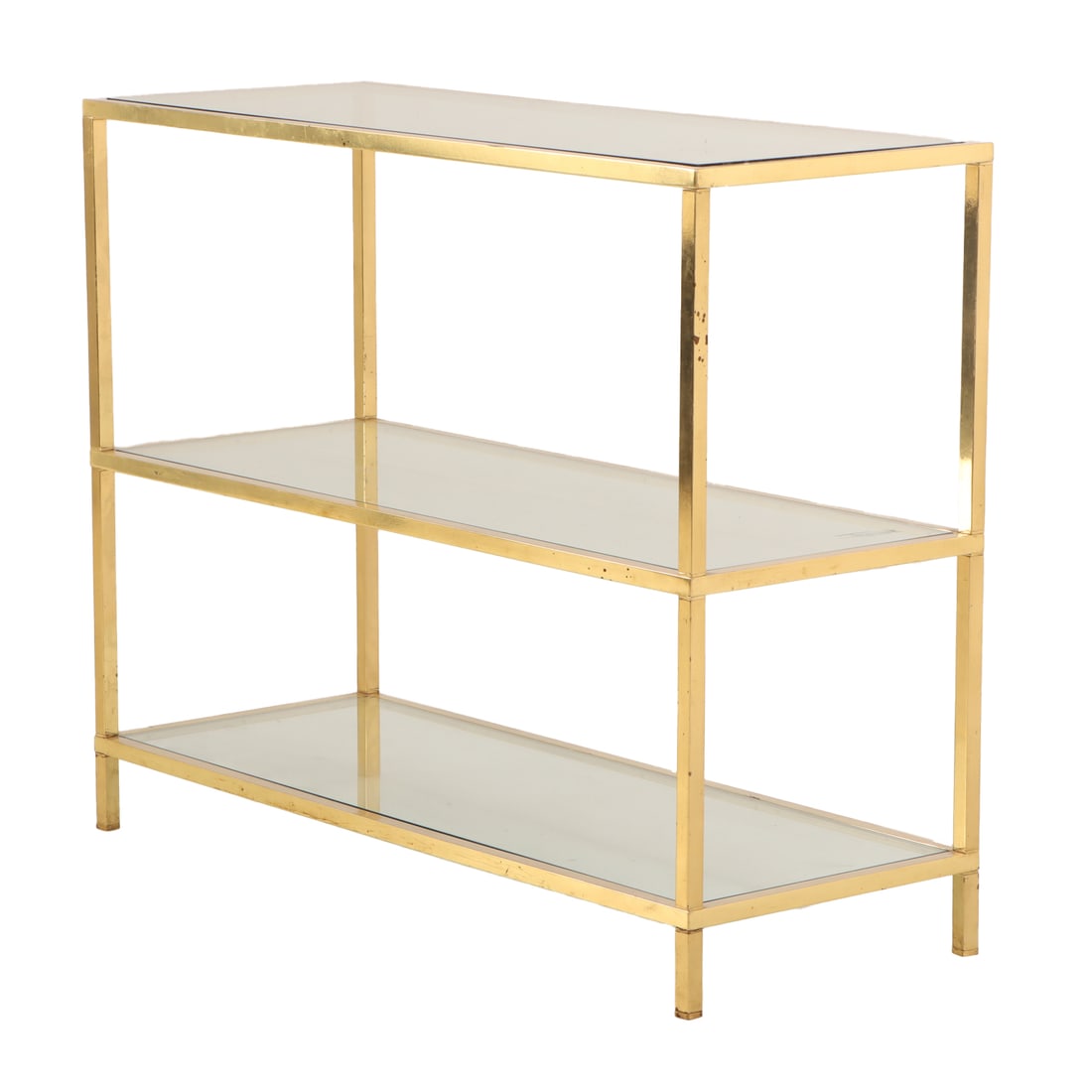 THREE TIER BRASS AND GLASS ETEGERE C 1970 (1 of 4)