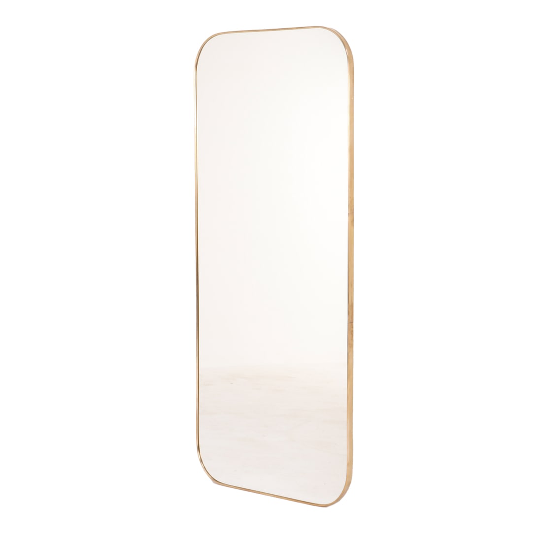 ITALIAN BRASS MIRROR HAVING A SHAPED FRAME IN THE MANNER OF GIO PONTI. (1 of 4)