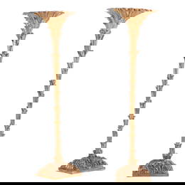 PAIR OF CARVED AND GILTWOOD TORCHIERES IN THE MANNER OF SERGE ROCHE.