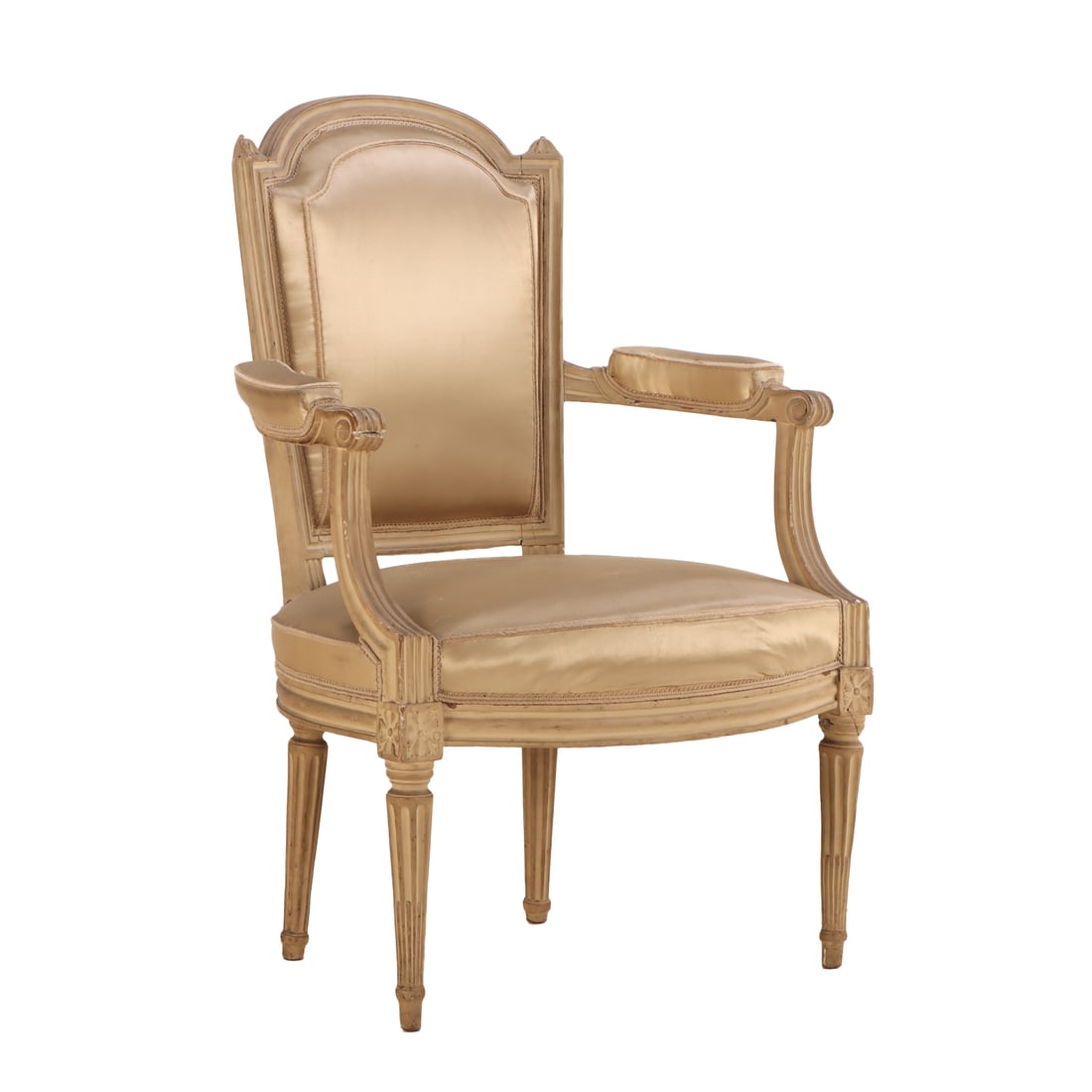 LATE EIGHTEENTH CENTURY FRENCH LOUIS XV PAINTED OPEN ARM CHAIR. (1 of 5)