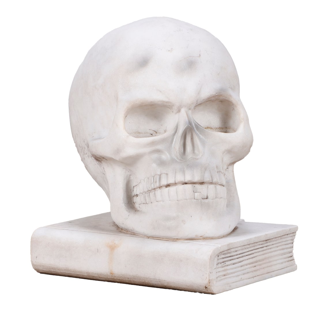 CARVED MARBLE SKULL ON A BOOK. (1 of 8)