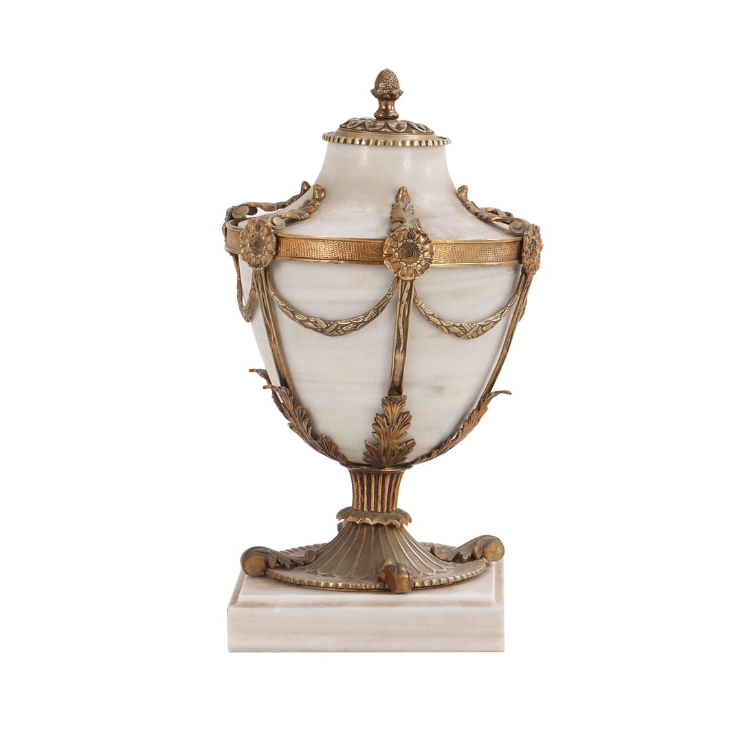 REGENCY STYLE BRONZE AND MARBLE URN C 1940. (1 of 7)