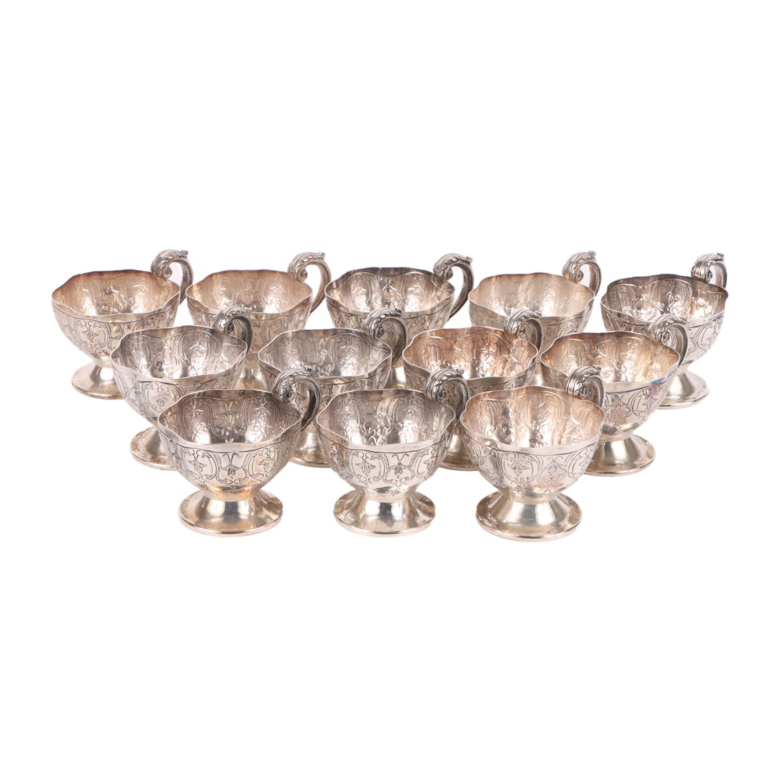 12 STERLING SILVER TEA CUPS BY SANBORNS MEXICO C. 20TH CENTURY (1 of 4)