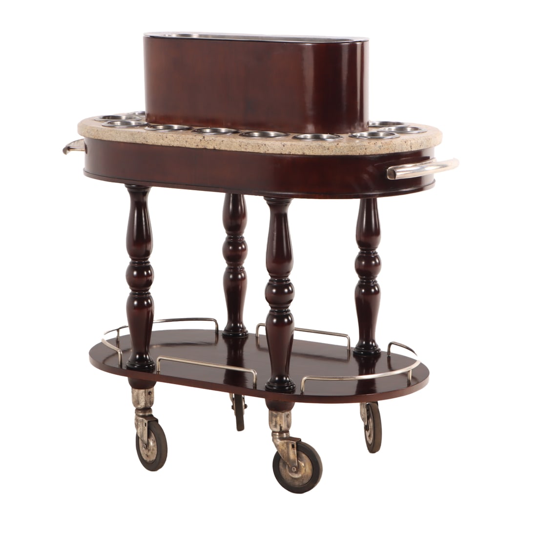 MAHOGANY, GRANITE AND STAINLESS STEEL SERVING CART FOR YOUR NEW YEARS EVE PARTY. (1 of 4)