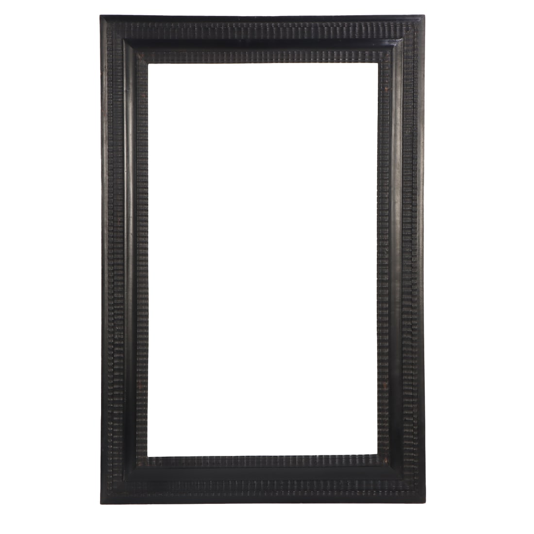 LARGE EBONIZED WOOD DUTCH RIPPLE STYLE PICTURE OR MIRROR FRAME C 1940. (1 of 3)