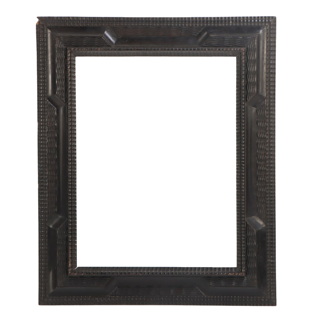 DUTCH RIPPLE STYLE EBONIZED PICTURE OR MIRROR FRAME WITH 90 DEGREE DETAIL  C 1950. (1 of 3)