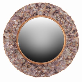 A 36.75" CONVEX MIRROR IN MICA GEODE FRAME IN THE MANNER OF LINE VAUTRIN.