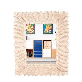 TROPICAL PALM MOTIF RESIN MIRROR C 1980.