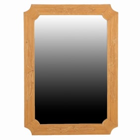 FRENCH RATTAN MIRROR WITH CUT CORNERS C 1960.