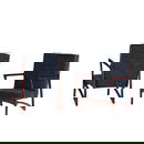 PAIR ITALIAN MAHOGANY OPEN ARM CHAIRS IN THE MANNER OF ICO PARISI HAVING NEW FABRIC,