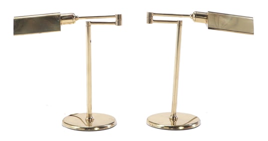 PAIR OF FRENCH ADJUSTABLE BRASS DESK LAMPS C 1970.