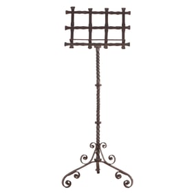FRENCH HAND HAMMERED IRON BOOKSTAND OR MUSIC STAND C 1930.
