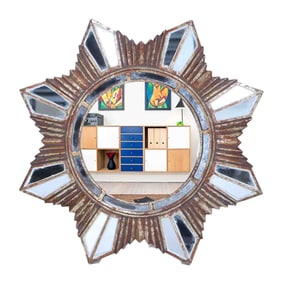 STAR FORM GILT RESIN MIRROR.