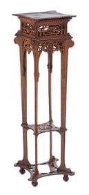 TRAMP ART STYLE CARVED WOOD PEDESTAL C 1900.