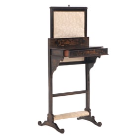 A 19TH CENTURY CHINOISERIE FIRESCREEN WRITING TABLE.