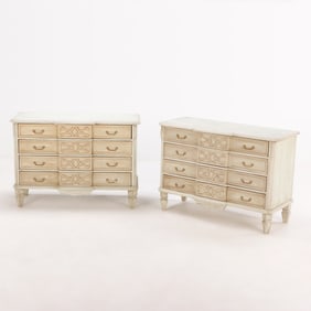 PAIR SWEDISH STYLE PAINTED FOUR DRAWER DRESSERS.