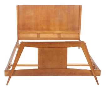 FRENCH FULL SIZE OAK BED FRAME C 1950.