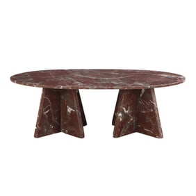 THREE PIECE MID CENTURY MODERN STYLE DOUBLE PEDESTAL MARBLE COFFEE TABLE.