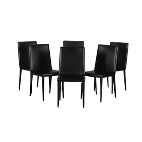 SIX ITALIAN LEATHER DINING CHAIRS BY FRAG,
