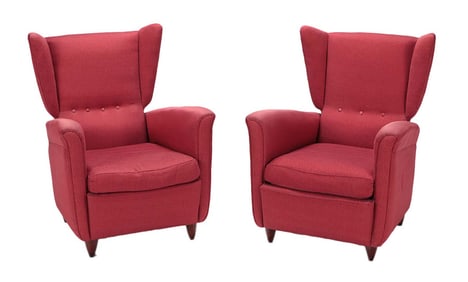PAIR OF RECLINING LOUNGE CHAIRS IN THE MANNER OF GIO PONTI C 1950