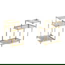 PAIR OF BRASS AND SMOKED GLASS STEP TABLES MADE FROM SQUARE STOCK C 1970.