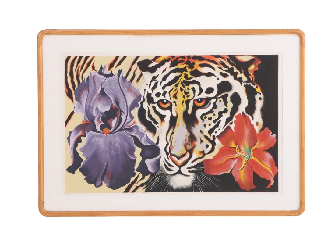 LOWELL NESBITT (AMERICAN 1933-1993) "TIGER LILY" SERIGRAPH, SIGNED AND NUMBERED 197/200 C. 1981. (1 of 8)
