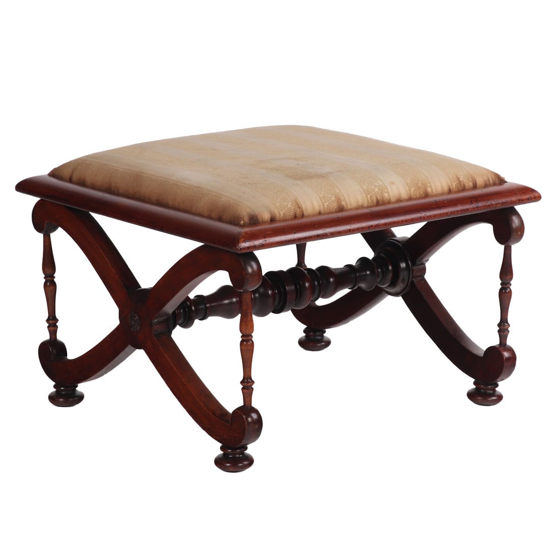 WILLIAM IV STYLE UPHOLSTERED STOOL. (1 of 4)