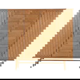 FOUR DOOR FRENCH OAK CABINET C 1950 IN THE MANNER OF GUILLERME ET CHAMBRON.