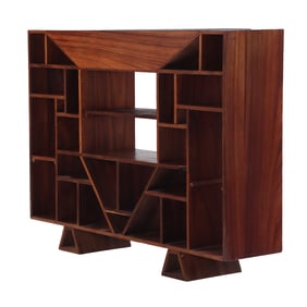 FRENCH ROSEWOOD OPEN ETEGERE WITH PLANTER TOP ATTRIBUTED TO JACQUES ADNET C 1945.