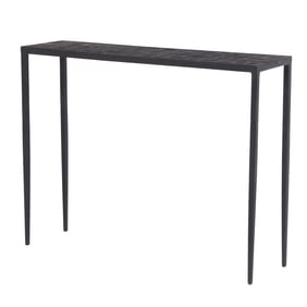 IRON CONSOLE TABLE WITH MICA COVERED TOP IN THE MANNER OF JEAN-MICHEL FRANK.