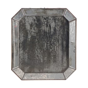 ITALIAN MIRROR HAVING A MIRRORED BORDER AND DISTRESSED CENTRAL MIRROR C 1940.